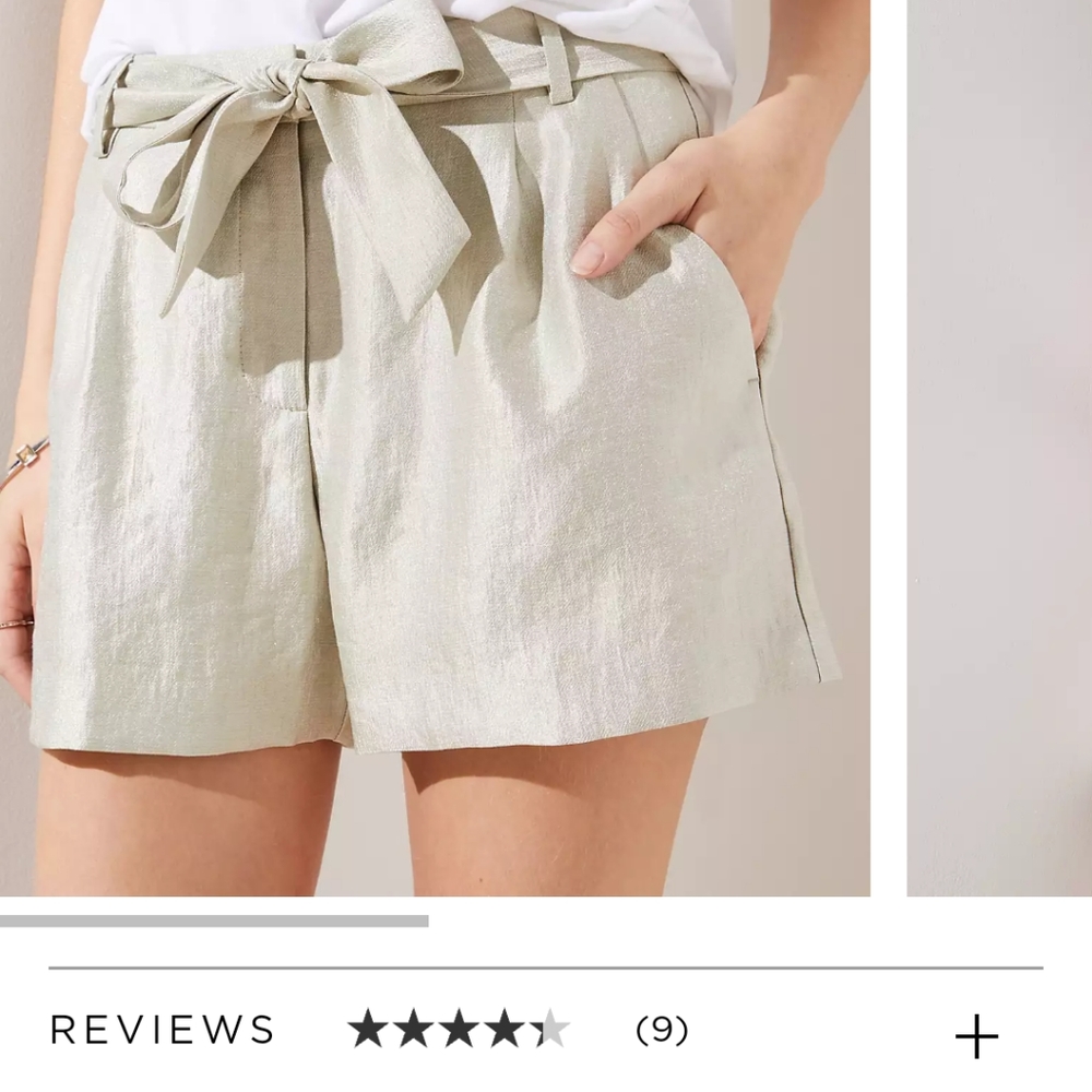 LOFT Shimmer Tie Waist Shorts Size 0